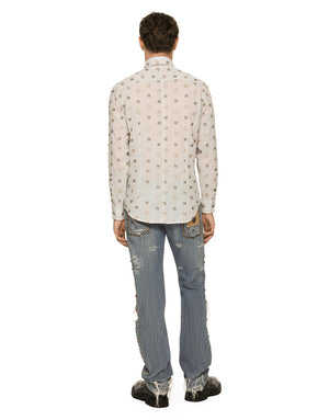 POPLIN SHIRT WITH FLOWER EMBROIDERY