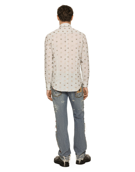 POPLIN SHIRT WITH FLOWER EMBROIDERY