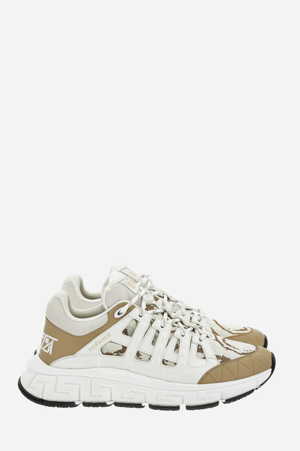 Trigreca Sneaker In Calf Leather-Jacquard Barocco Fabric