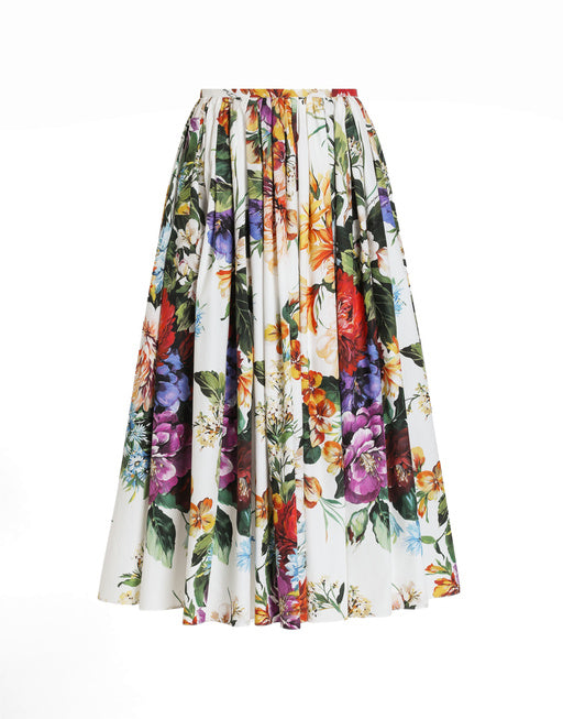 MIDI SKIRT WITH FLOWER BOUQUET PRINT