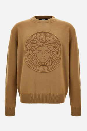 Knit Sweater In Medusa Embroidery