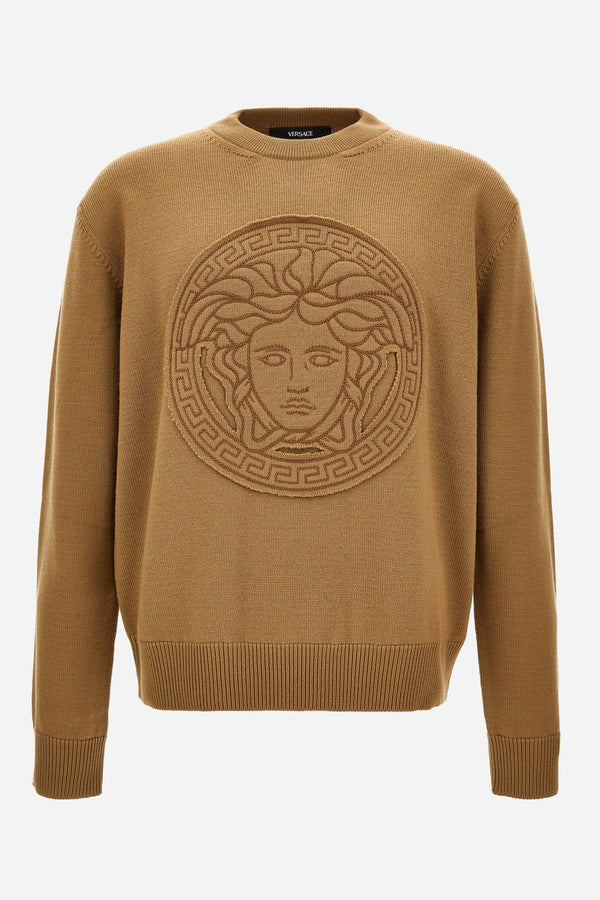 Knit Sweater In Medusa Embroidery