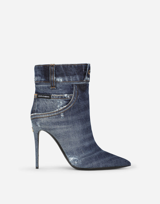 PATCHWORK DENIM ANKLE BOOTS