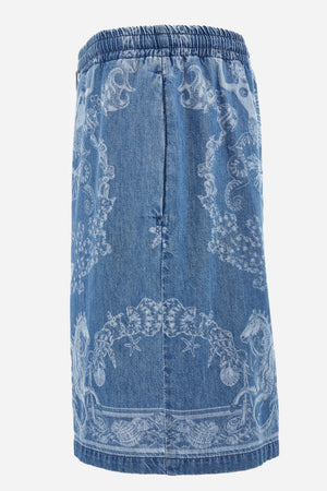 Short Denim In Stop Lasered Denim Holiday Print Medium Blue Wash