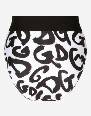 HIGH-WAISTED BRIEFS WITH GRAFFITI LOGO PRINT