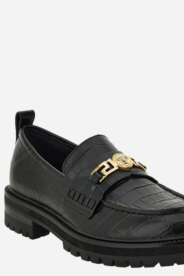 La Greca Loafer In Embossed Croc Calf Leather