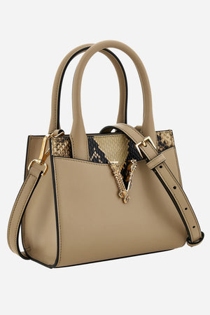 Virtus Top Handle In Calf Leather-Printed Python