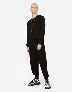 JERSEY CARGO PANTS WITH EMBOSSED LOGO