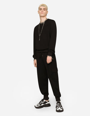 JERSEY CARGO PANTS WITH EMBOSSED LOGO