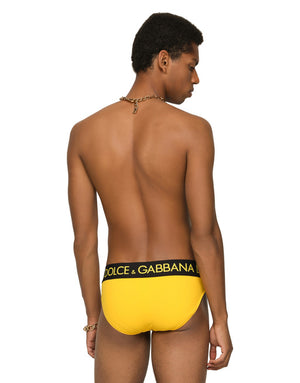 SWIM BRIEFS WITH HIGH-CUT LEG AND BRANDED REAR WAISTBAND