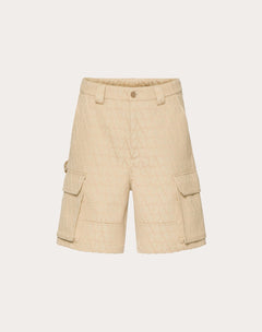 Bermuda Cargo In Cotone Pesante Con Motivo Toile Iconographe