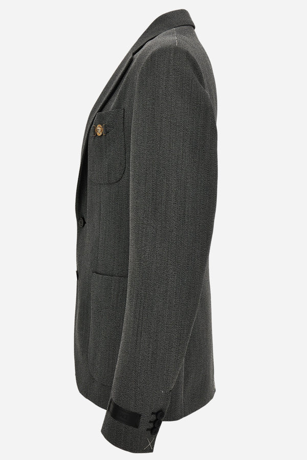 Formal Jacket In Wool Twill Mouline Fabric