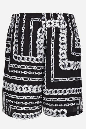 Shorts In Twill Poly  Medusa Chain Print Allover