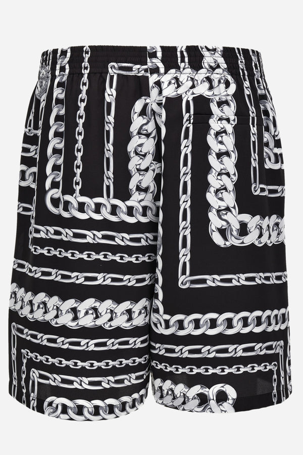 Shorts In Twill Poly  Medusa Chain Print Allover