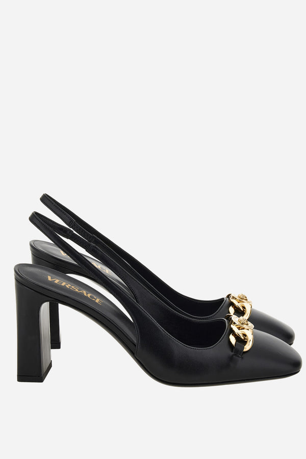Icon Chain Sling Back  In Calf Leather