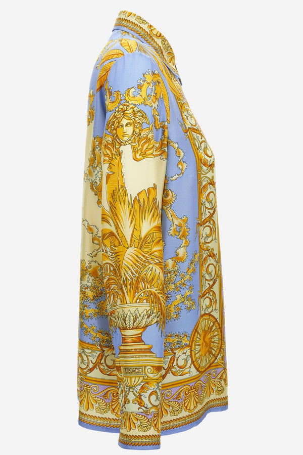 Formal Shirt In Silk Twill Barocco Palm Print