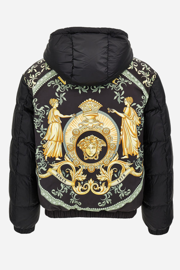 Down Jacket/Vest In Plain Technical Fabric  + Statue Crest Print