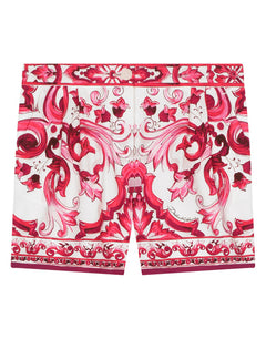 POPLIN SHORTS WITH MAIOLICA PRINT