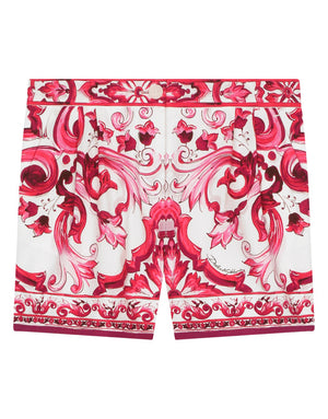 POPLIN SHORTS WITH MAIOLICA PRINT