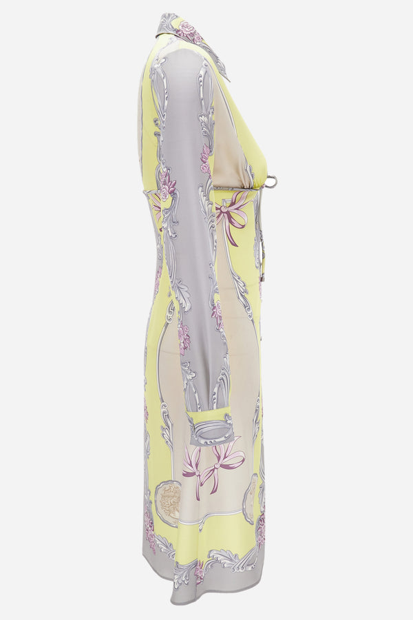 Dress In Silk Crepe Satin Print Cameo Foulard Pn 180