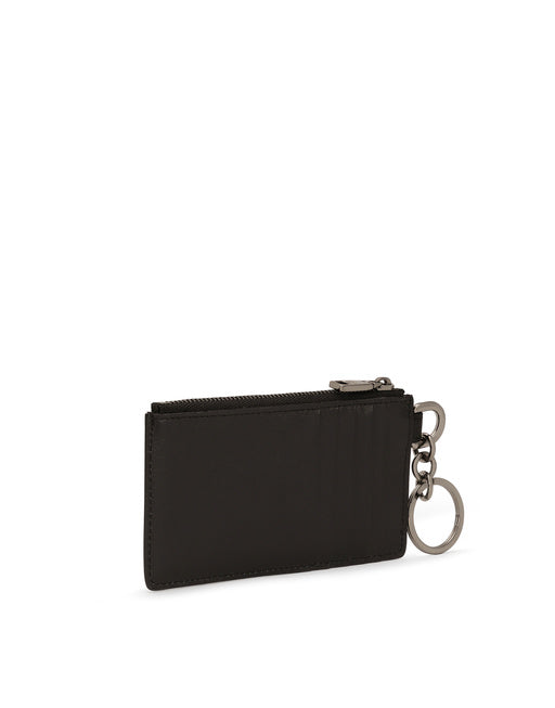 CALFSKIN CARD HOLDER WITH LOGO PRINT