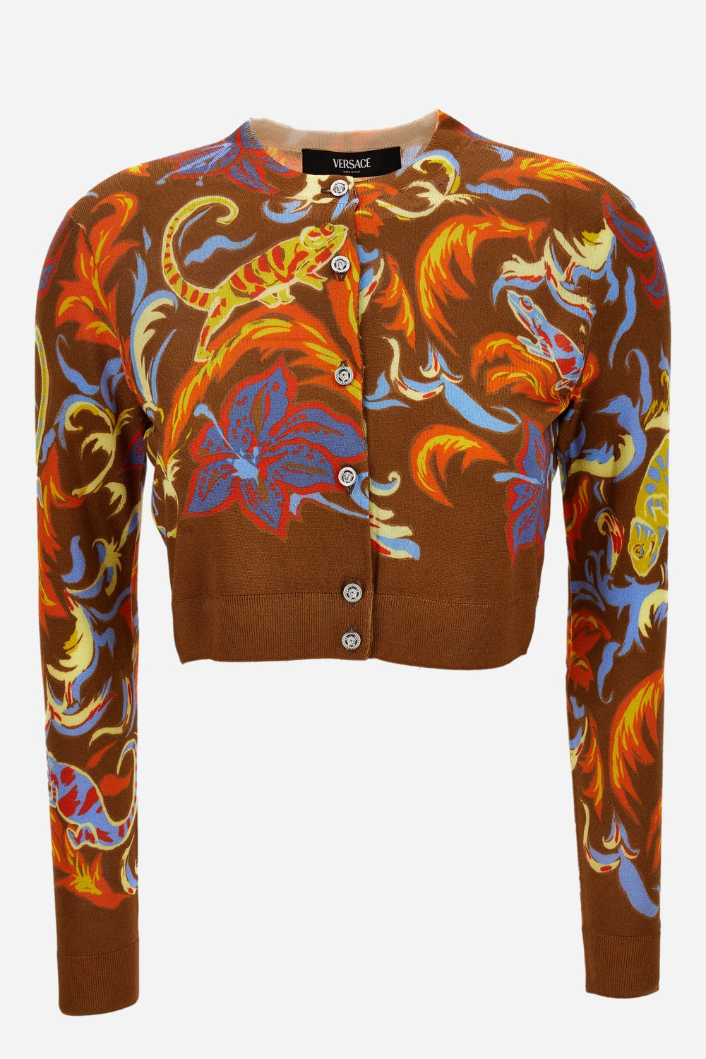 Knit Sweater In Exotic Barocco Printed Silk