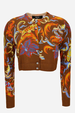 Knit Sweater In Exotic Barocco Printed Silk