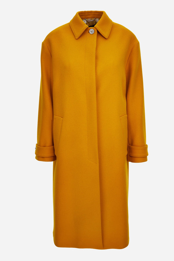 Coat In Double Light Felted Wool Whit Print Barocco 92 Foulard
