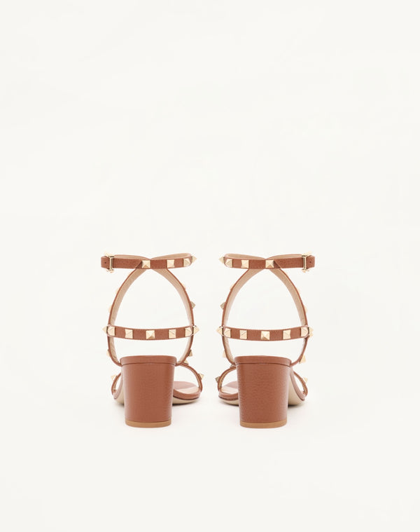 SANDALO ROCKSTUD IN VITELLO STAMPA ALCE CON CINTURINI 60MM