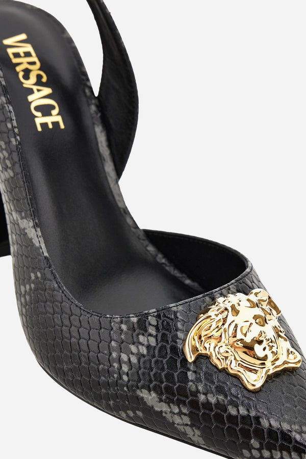 La Medusa Sling Back  In Printed Python Calf Leather