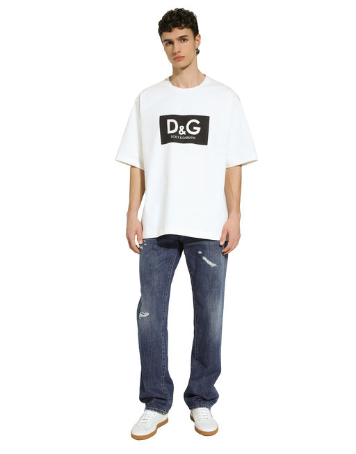 COTTON T-SHIRT WITH D&G PRINT