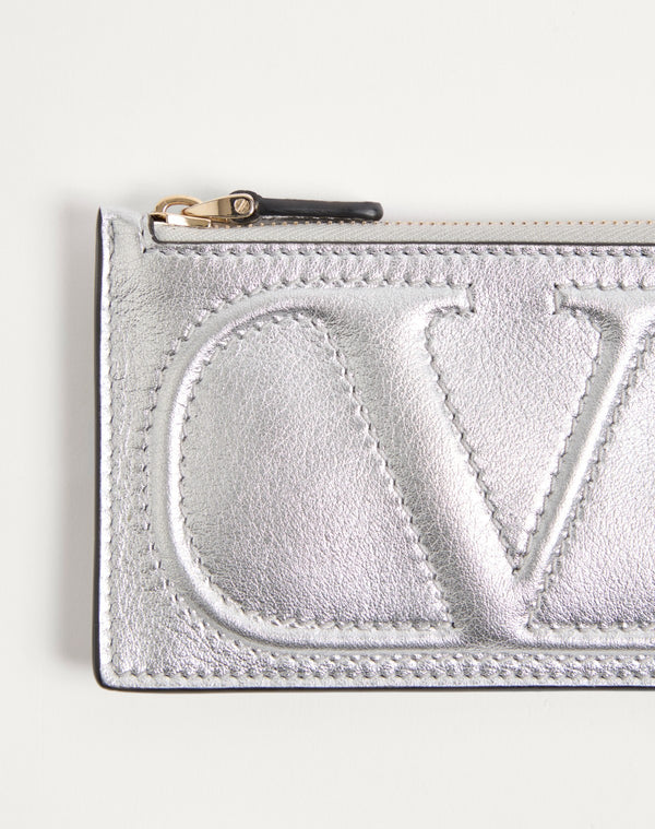 Portacarte Con Zip Vlogo Walk In Nappa Metallizzata 