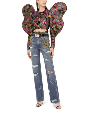 FLARED JEANS WITH FRENCH WIRE EMBELLISHMENT