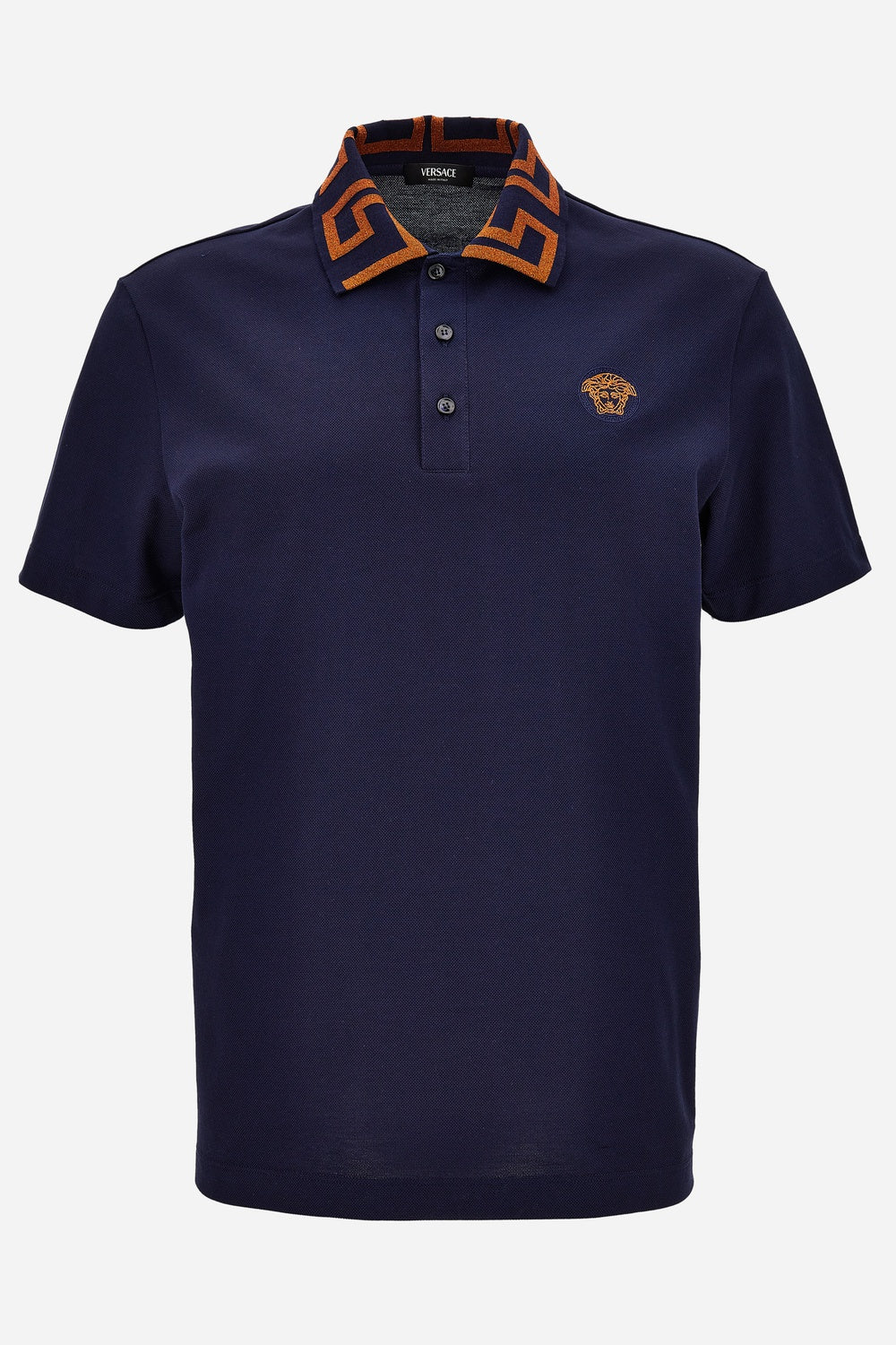Polos In Organic Cotton Piquet Fabric With Embroidery And Lurex Greek Collar