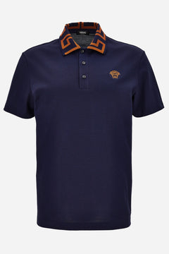 Polos In Organic Cotton Piquet Fabric With Embroidery And Lurex Greek Collar