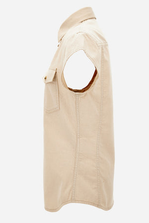Shirt Denim In Lightweight Ecru Denim With Rinsed Stop