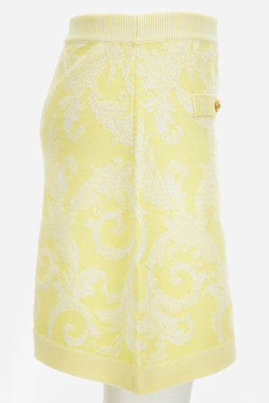 Knit Skirt In Barocco Leafy Viscose Blend Jacquard