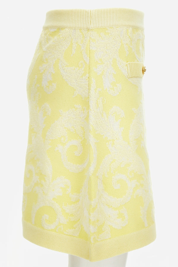 Knit Skirt In Barocco Leafy Viscose Blend Jacquard