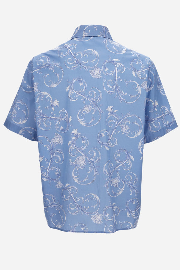 Informal Shirt In Poplin Fabric Medusa Leafy Print