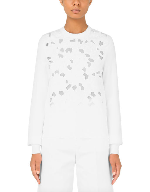 SILK SWEATER WITH OPENWORK EMBROIDERY