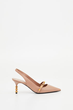 DÉCOLLETÉ SLINGBACK ROCKSTUD CON TACCO SCULTURA IN CAPRETTO 70MM