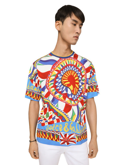 COTTON T-SHIRT WITH CARRETTO PRINT