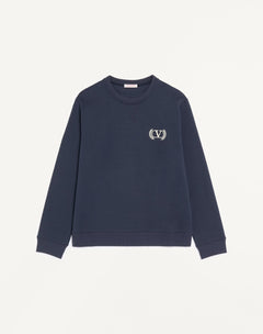 Felpa Girocollo In Cotone Con Ricamo Maison Valentino