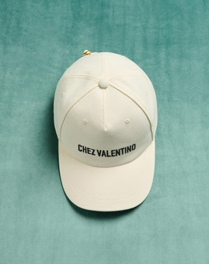 Baseball Cap Chez Valentino In Cotone Con Ricamo