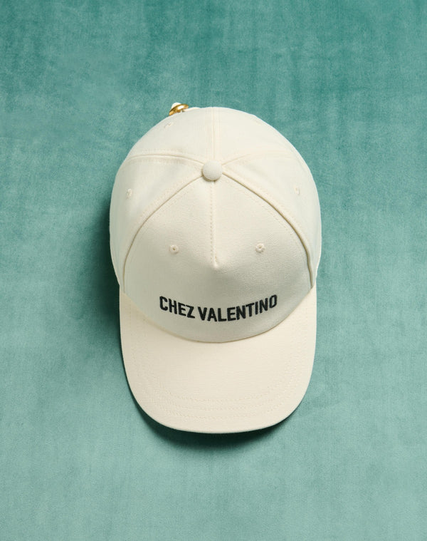 Baseball Cap Chez Valentino In Cotone Con Ricamo