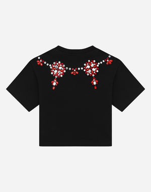 JERSEY T-SHIRT WITH FUSIBLE RHINESTONES