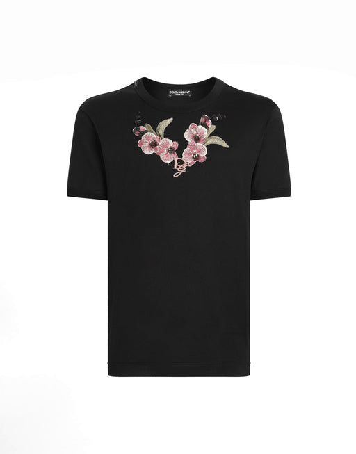 COTTON T-SHIRT WITH FLORAL PATCH