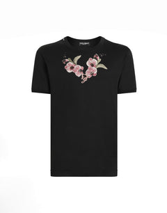 COTTON T-SHIRT WITH FLORAL PATCH