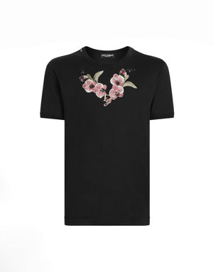 COTTON T-SHIRT WITH FLORAL PATCH