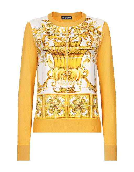 SILK PULLOVER WITH MAIOLICA PRINT